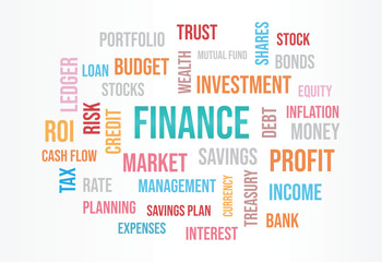 Fototapeta premium Finance word cloud,business template concept