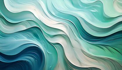 Fototapeta premium Abstract blue waves design features a flowing, wavy pattern with a liquid texture
