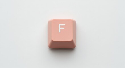 Close-up of a single pink 'F' key from a computer keyboard