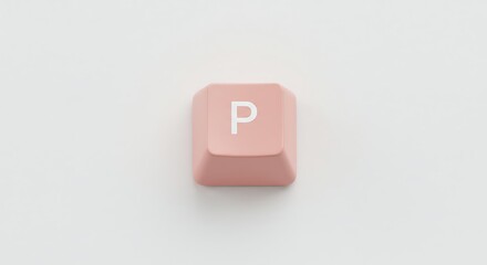 Single Pastel Pink Keyboard Key: Letter P