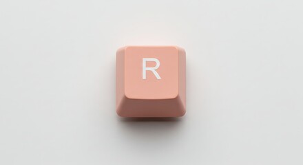 Single Peach-Colored Keyboard Key: Letter R