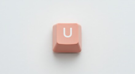 Single Pastel Pink Keyboard Key: Letter U