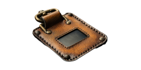 Vintage Leather Keychain With Metal Buckle. Rustic Accessory For Keys And Personal Style Isolated On Transparent Background