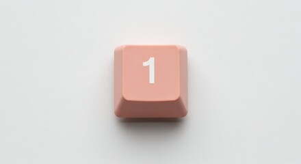 Single Peach-Colored Keyboard Key: Number One