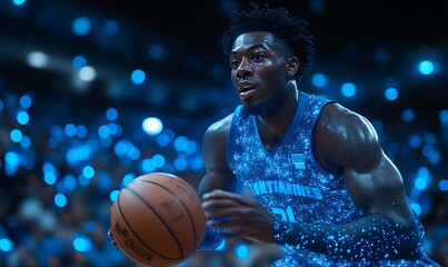 Basketball Player with Ball in Action