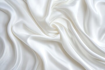 A close-up view of luxurious. crumpled white satin fabric. showcasing its smooth texture and soft sheen. perfect for elegant backgrounds in fashion or product photography