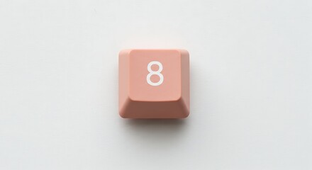Single Pastel Pink Keyboard Key: Number Eight