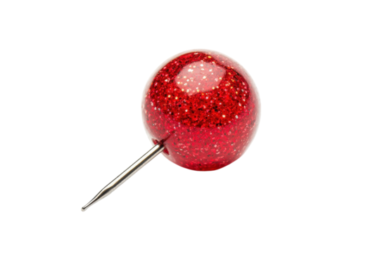 Red push pin isolated on white background perfect for office school or digital planner design use