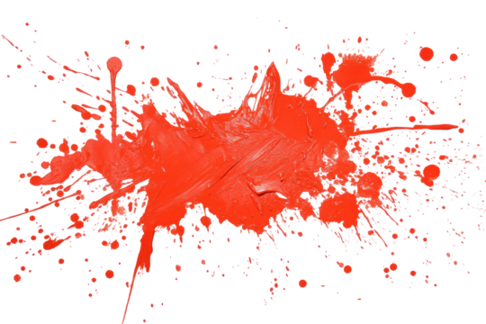 Artistic red paint splash and stain isolated on white background for modern and expressive visual designs