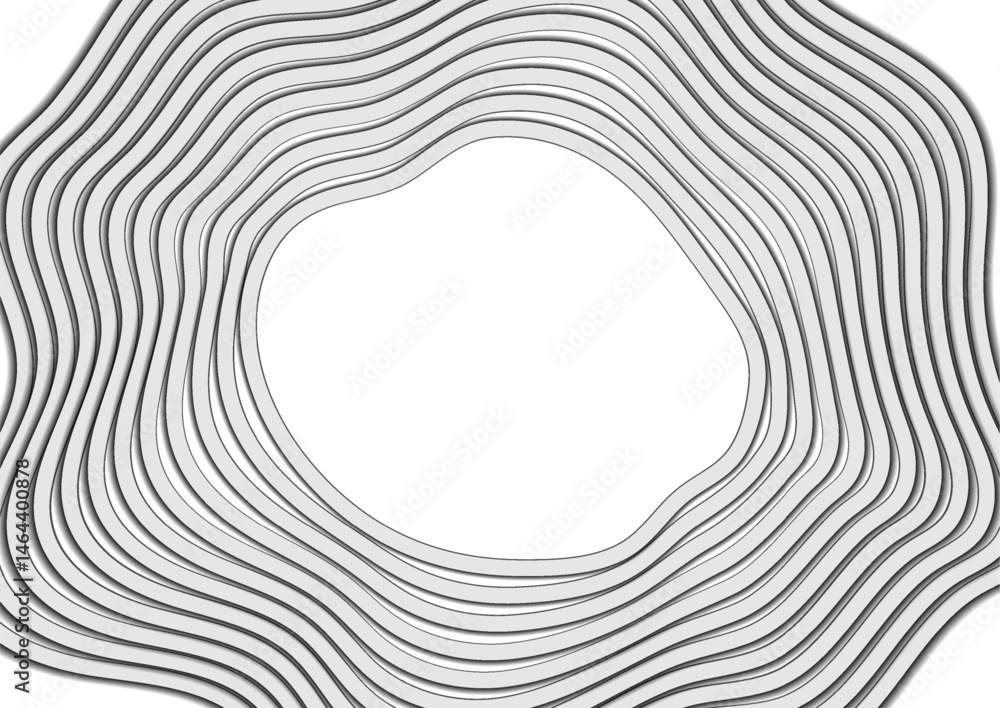 Aufkleber Grey white curved wavy circular lines pattern abstract geometric background. Vector modern paper minimal design