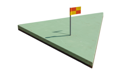 Isolated Checkered Flag on Triangular Base