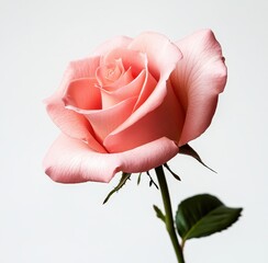 Delicate Pink Rose Blooms Elegantly Against a Soft Neutral Background Showcasing the Beauty of Nature and Floral Artistry in a Close-Up Perspective