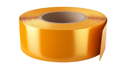 roll of vibrant orange tape isolated on white background