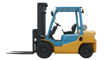 Isolated Blue and Yellow Forklift