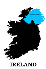 Silhouette map of Ireland — ideal for educational materials, infographic design, travel marketing, and editorial content