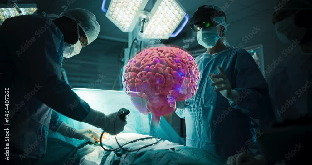 Poster Surgeons Using Advanced Augmented Reality System in a Modern Operating Room, Utilizing Holographic Visuals of Patient's Brain. Saving Lives with Innovative Medical Technology