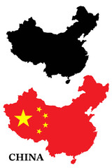 China map silhouette and flag design — ideal for editorial graphics, infographics, global trade reports, or cultural presentation materials