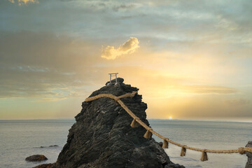 The Wedded Rocks known as Meoto Iwa in Futami, Ise City