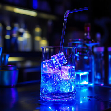 **Glowing Neon Blue Electrolyte Drink In Lab Beaker With Led Ice Cubes, Cyberpunk Bar Setting" --S 50 --V 6.1 --Raw** - @Darya (Relaxed) -# Create, Explore, And Organize On [Midjourney.Com](<Https://M