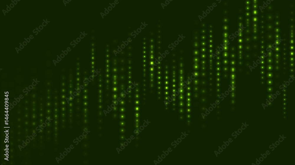 Poster abstract green neon growing financial graph chart background. seamless looping dotted lines tech mot