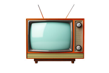 Vintage Television with Blank Screen Isolated on White Background