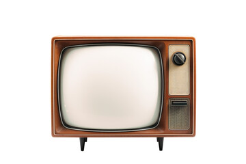 Vintage Television with Blank Screen Isolated on White Background