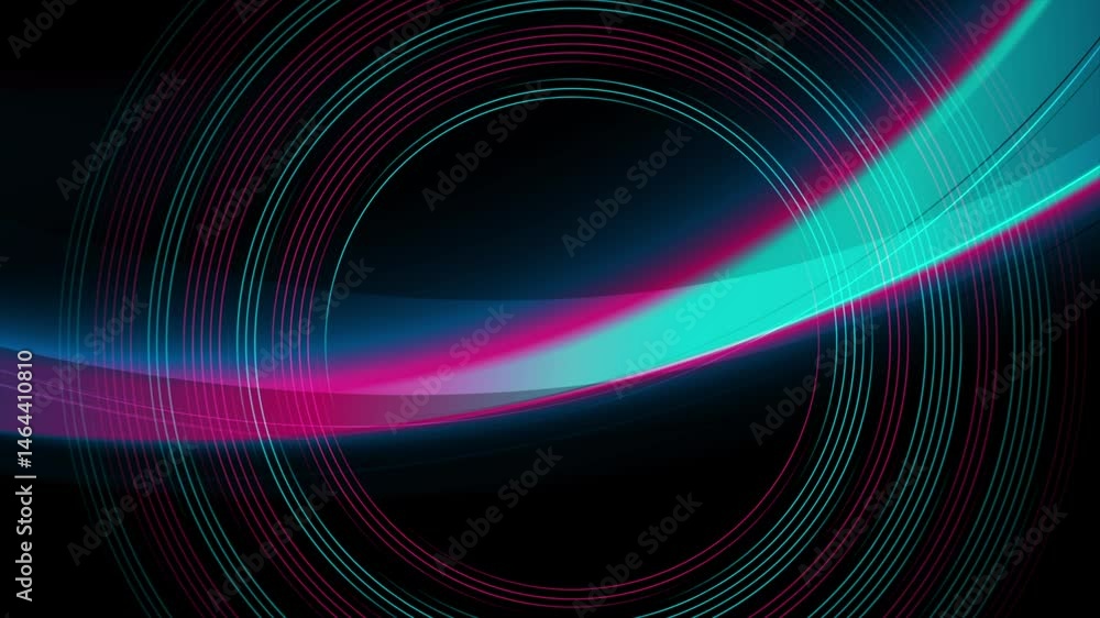 Aufkleber blue and purple shiny elegant abstract background with glowing waves and circular lines. seamless lo