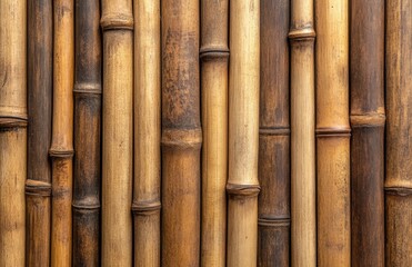 A close-up view of a textured bamboo wall. showcasing the natural patterns and colors of the bamboo stalks. creating a warm and rustic atmosphere suitable for interior design