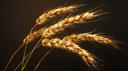 wheat ears on a black background