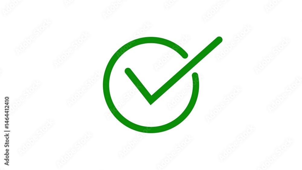 Poster simple green check mark icon within a circle representing approval validation or confirmation on a c