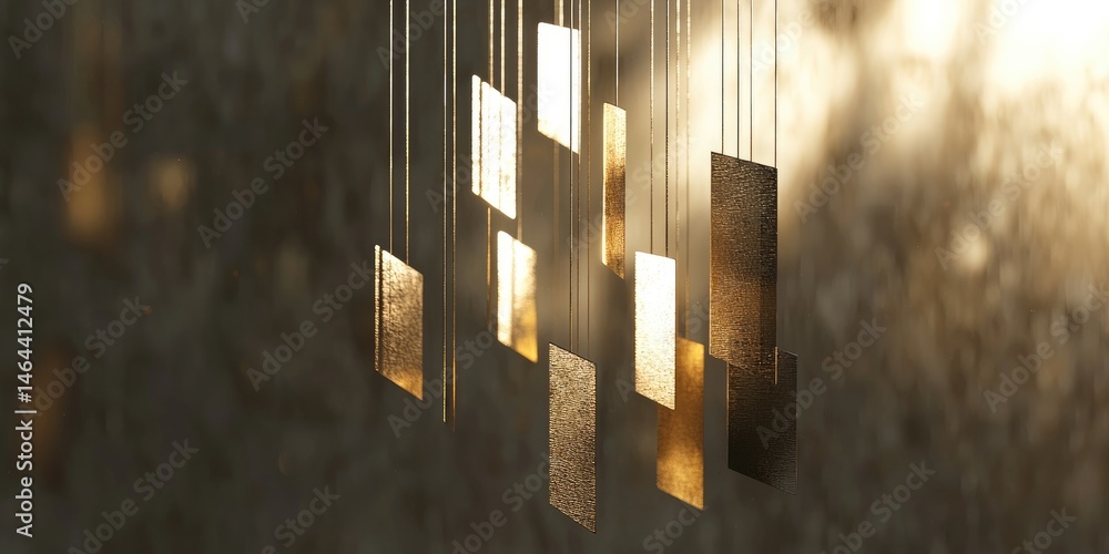 Aufkleber elegant golden panels suspended in a serene environment, capturing the interplay of light and shadow