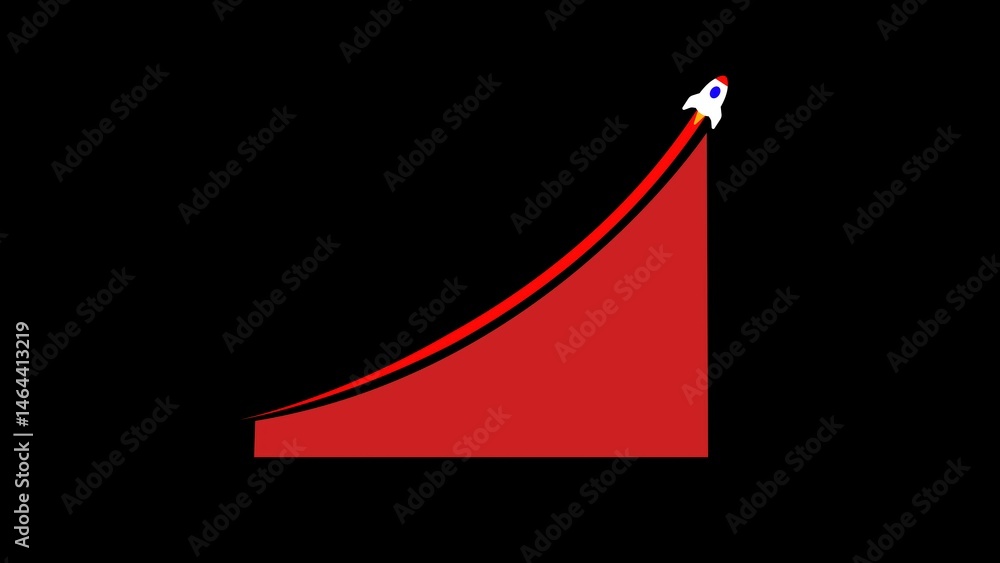 Aufkleber abstract illustration featuring a rocket taking off on a red path representing business growth and s