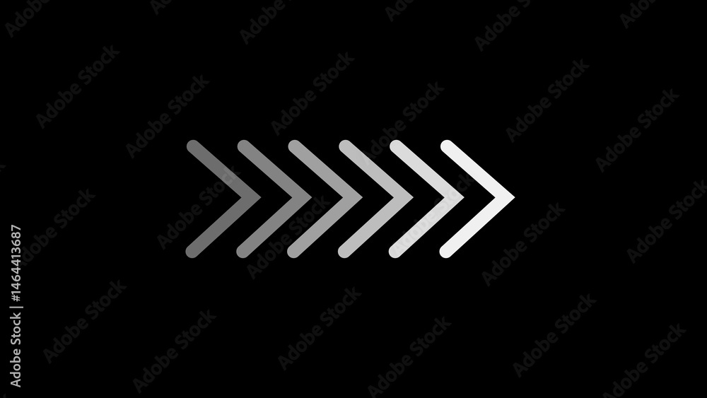 Poster abstract composition featuring arrows pointing rightward in a gradient of gray tones set against a b