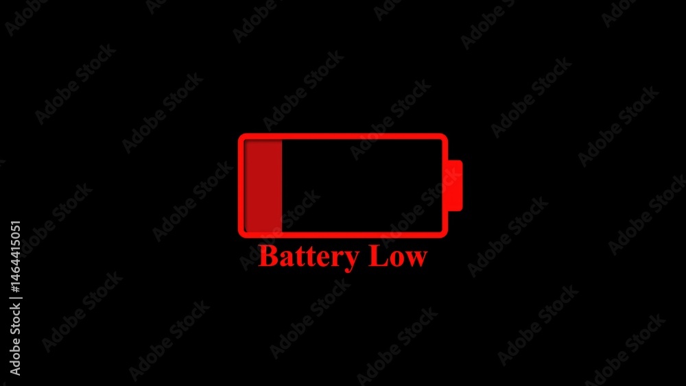 Aufkleber low battery indicator graphic red rectangle with empty charge depicting power depletion and low ener
