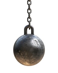 A metal ball with chain on a white background