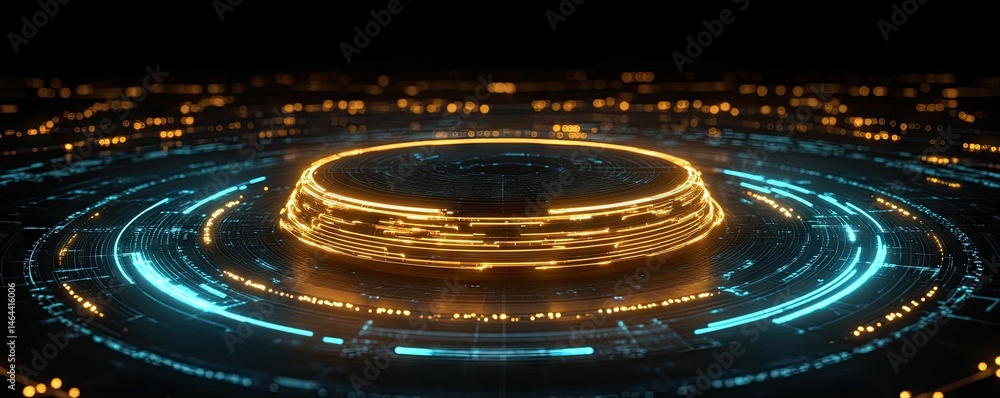 Poster a mesmerizing swirl of golden and blue lights creating a dynamic pattern. resembling cosmic energy. 