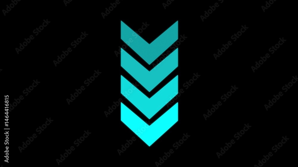 Poster abstract downward arrows illustration with vibrant teal gradient and black background suitable for w