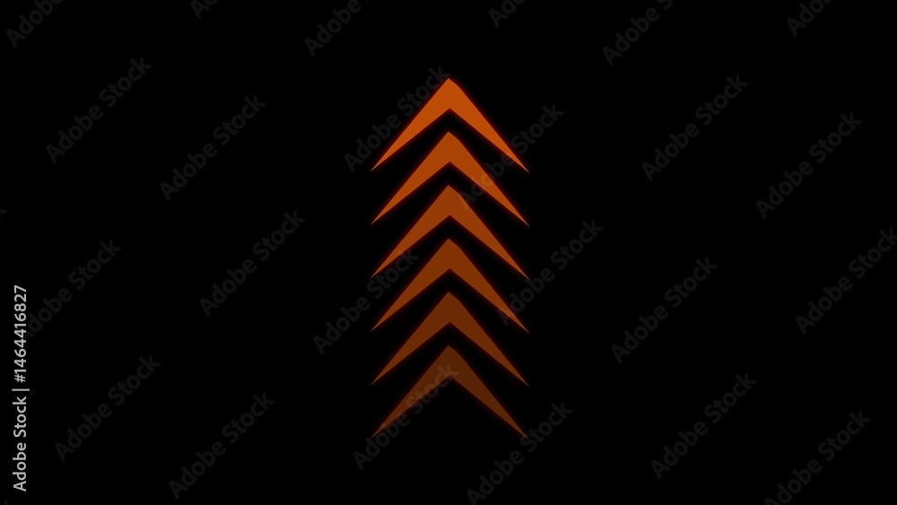 Poster a vertical stack of sharp arrowhead shapes forming an upward progression depicting growth progress a