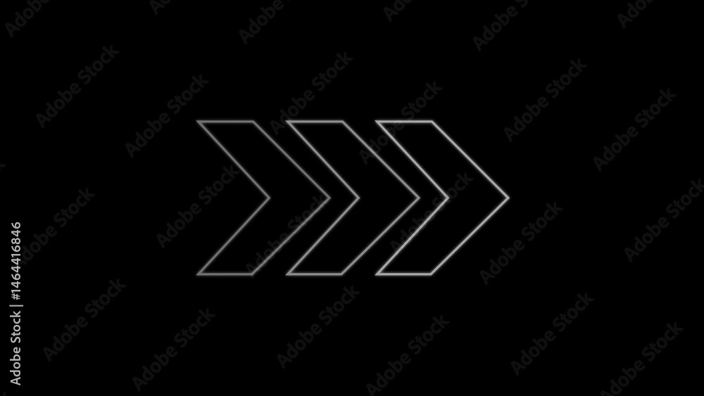 Poster modern minimalist arrow design on black background illustrating direction progress movement and forw