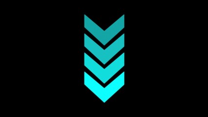 Abstract downward arrows illustration with vibrant teal gradient and black background suitable for website icons and digital design elements