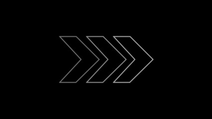 Modern minimalist arrow design on black background illustrating direction progress movement and forward thinking suitable for digital use and branding