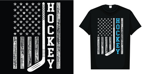 Hockey Goalie Gift USA Flag Hockey Stick Ice Hockey T-Shirt