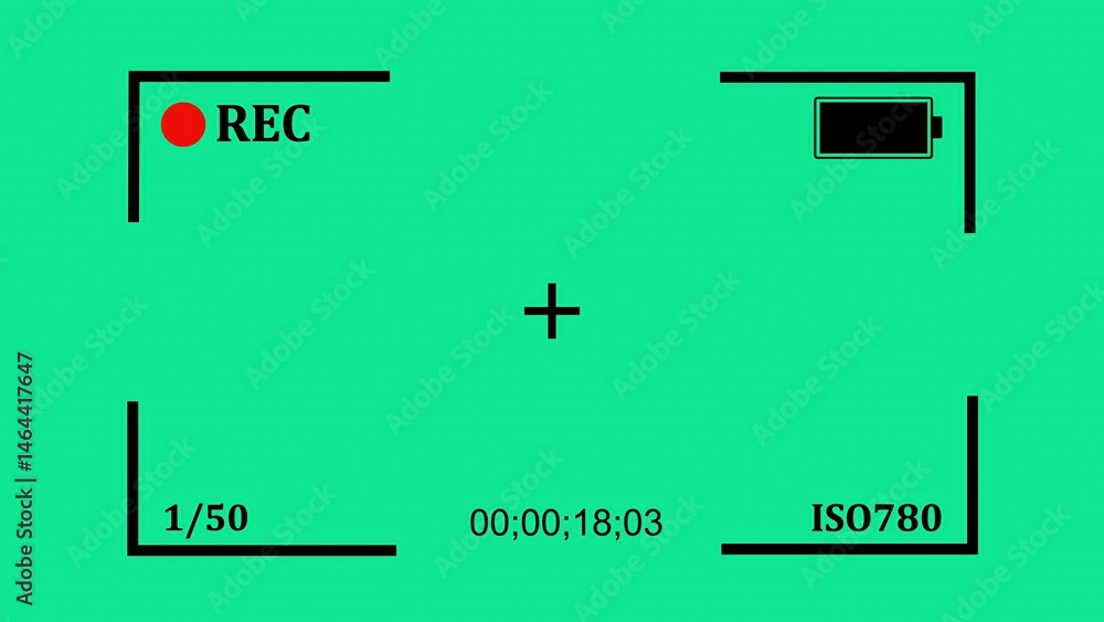 Fototapete Green screen video recording interface showing record status battery indicator and camera settings for video production concept, digital media and filmmaking.