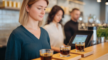 Coffee Tasting Session at a Busy Cafe