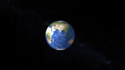 A realistic detailed view of planet earth floating in the vast dark space surrounded by thousands of stars beautifully captured