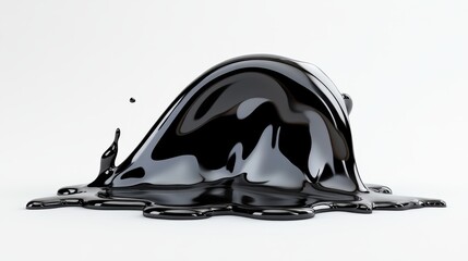 A dynamic composition showing a glossy black liquid in motion, creating an engaging aesthetic that sparks curiosity about its form and the beauty of abstract art.