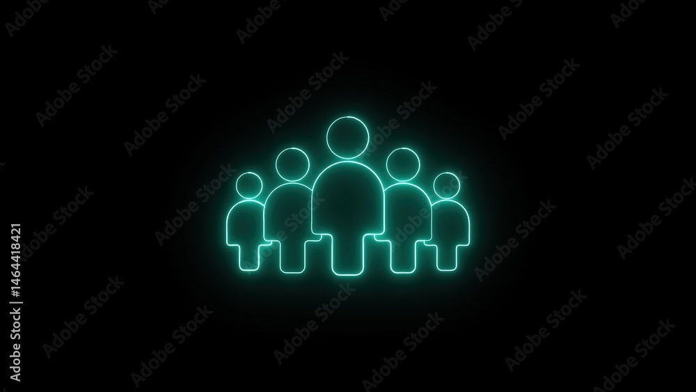Poster neon team symbol illustrating group collaboration community unity and teamwork representing people a