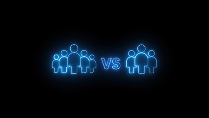 Neon style illustration of team a versus team b representing competition concept against a black background