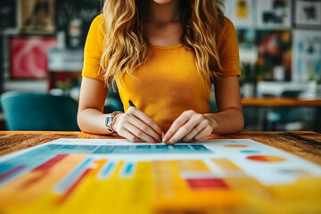 Fototapeta premium Woman reviewing business charts