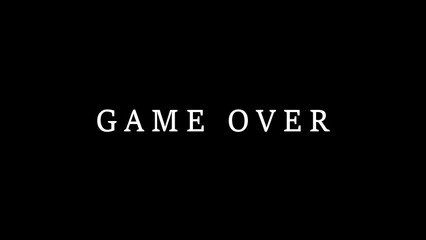 Game over text in white font on a solid black background design concept for gaming and entertainment concepts